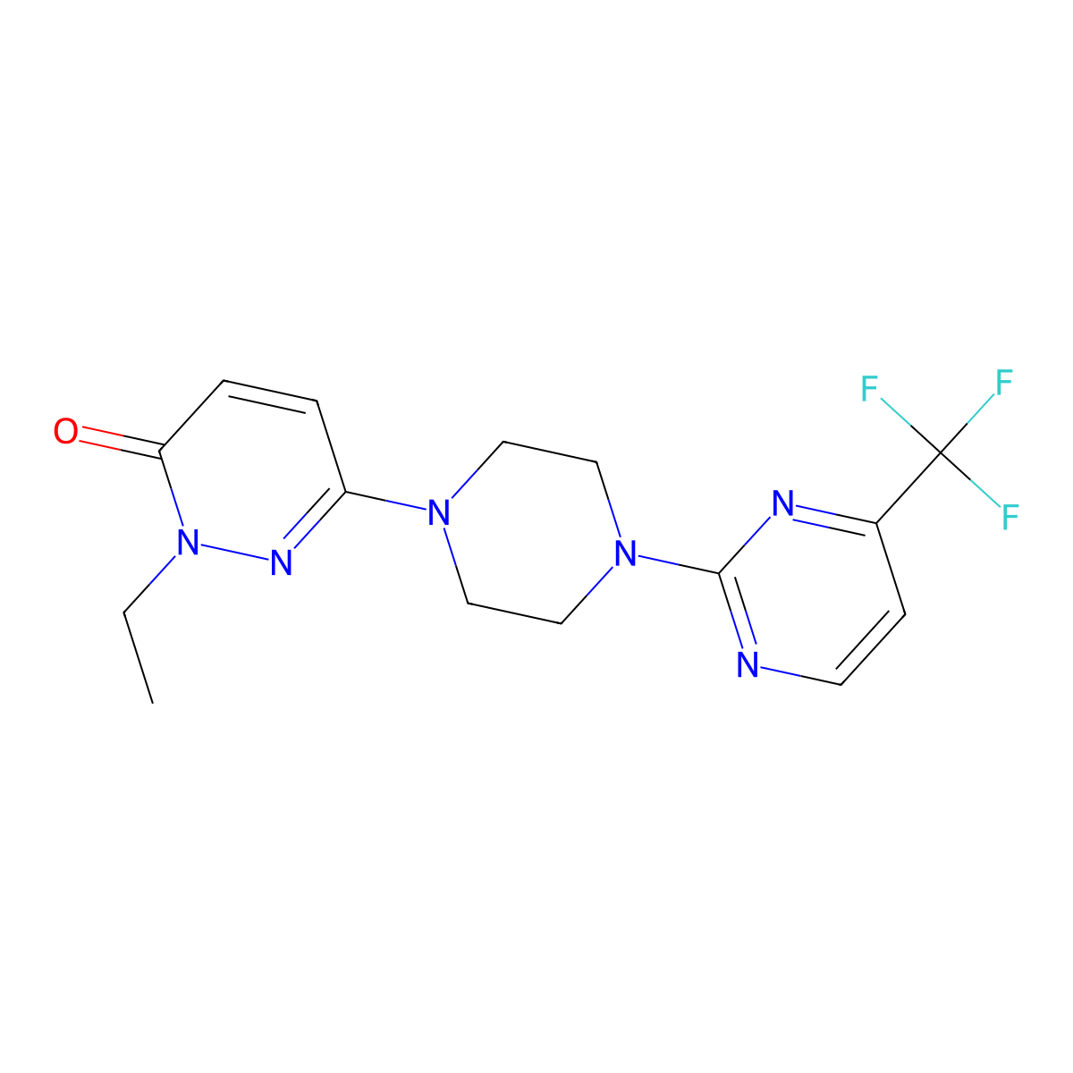 2-Ethyl-6-{4-[4-(trifluoromethyl)pyrimidin-2-yl]piperazin-1-yl}-2,3-dihydropyridazin-3-one molecular structure, CAS 2770601-07-3