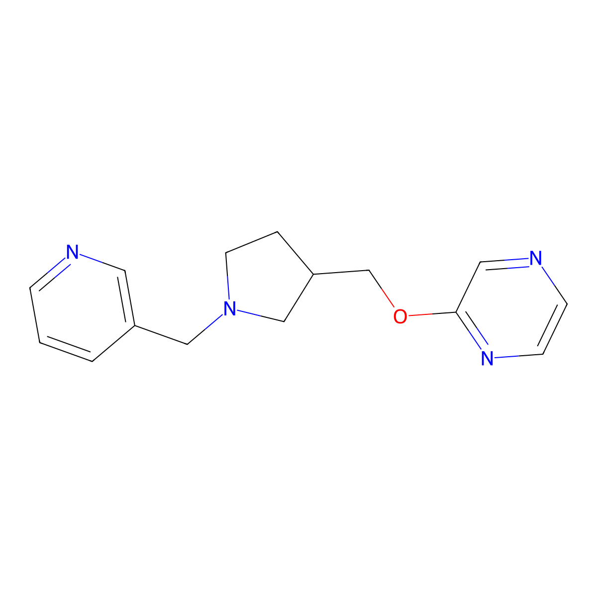 2-({1-[(Pyridin-3-yl)methyl]pyrrolidin-3-yl}methoxy)pyrazine molecular structure, CAS 2770601-10-8