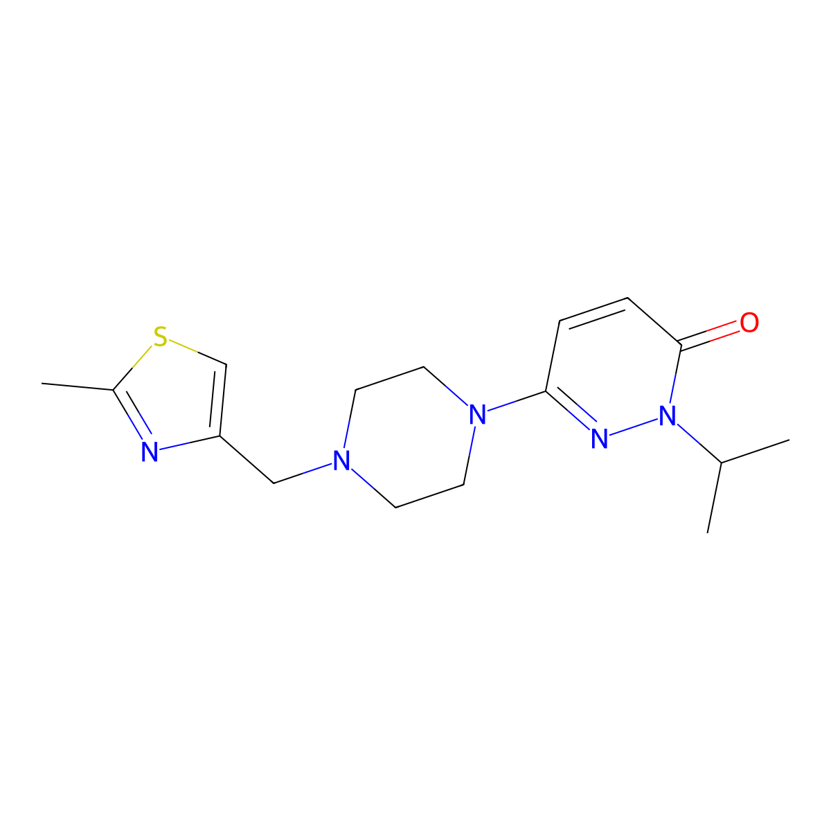 6-{4-[(2-Methyl-1,3-thiazol-4-yl)methyl]piperazin-1-yl}-2-(propan-2-yl)-2,3-dihydropyridazin-3-one molecular structure, CAS 2770601-14-2