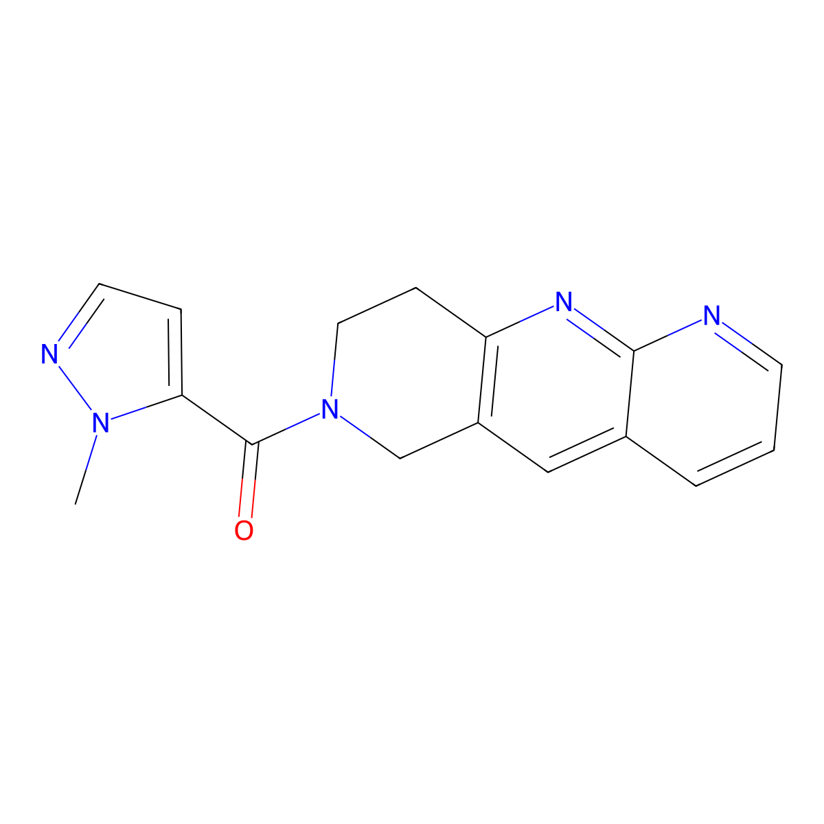 1-methyl-5-{6H,7H,8H,9H-pyrido[2,3-b]1,6-naphthyridine-7-carbonyl}-1H-pyrazole molecular structure, CAS 2770601-17-5