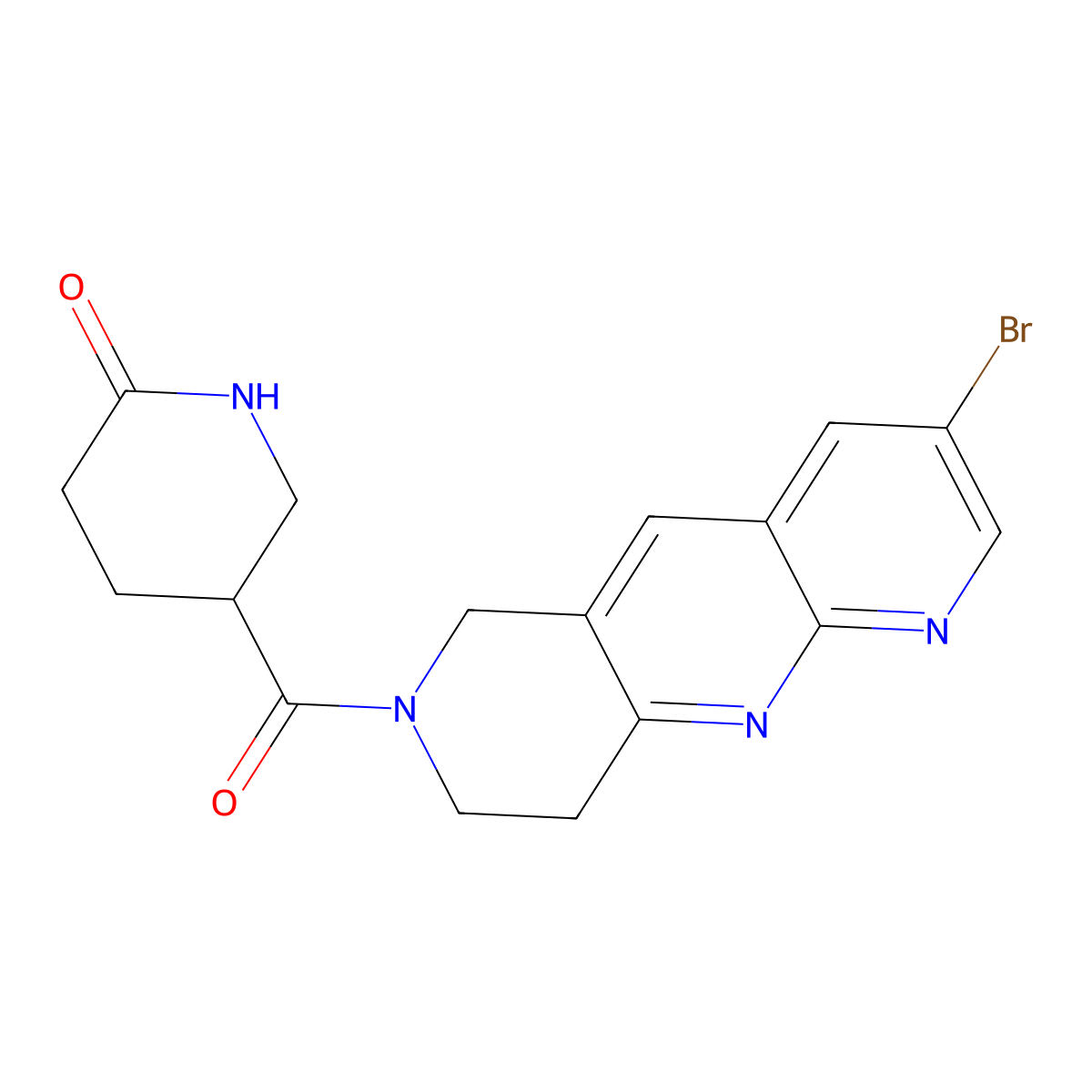 5-{3-bromo-6H,7H,8H,9H-pyrido[2,3-b]1,6-naphthyridine-7-carbonyl}piperidin-2-one molecular structure, CAS 2770601-28-8
