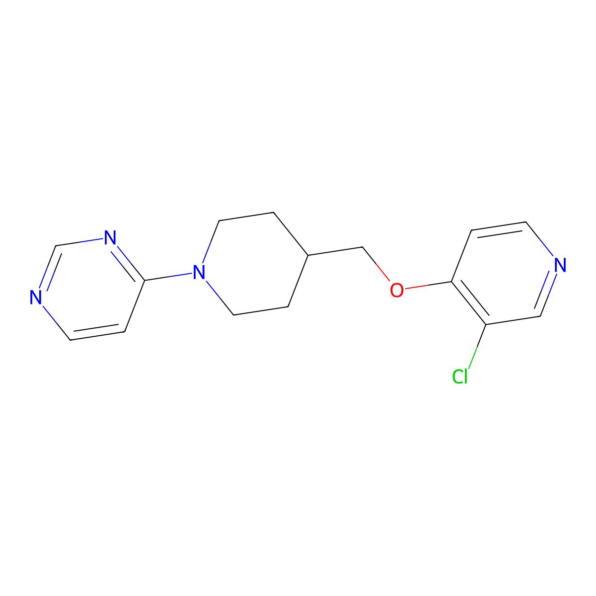 4-(4-{[(3-Chloropyridin-4-yl)oxy]methyl}piperidin-1-yl)pyrimidine molecular structure, CAS 2770601-29-9