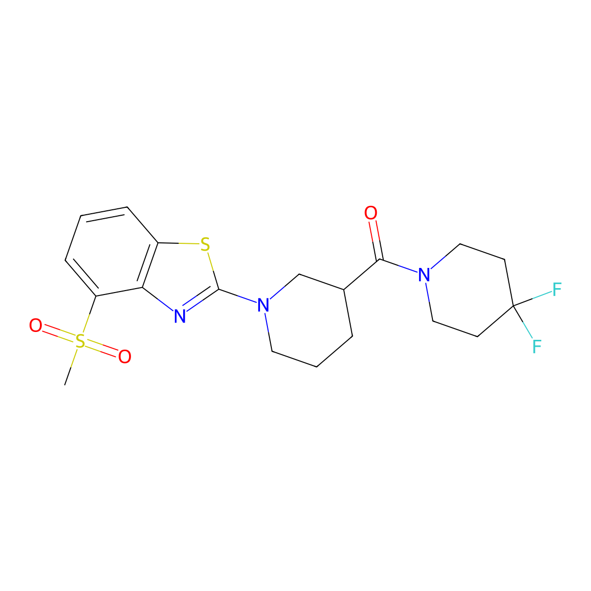 2-[3-(4,4-Difluoropiperidine-1-carbonyl)piperidin-1-yl]-4-methanesulfonyl-1,3-benzothiazole molecular structure, CAS 2770601-30-2