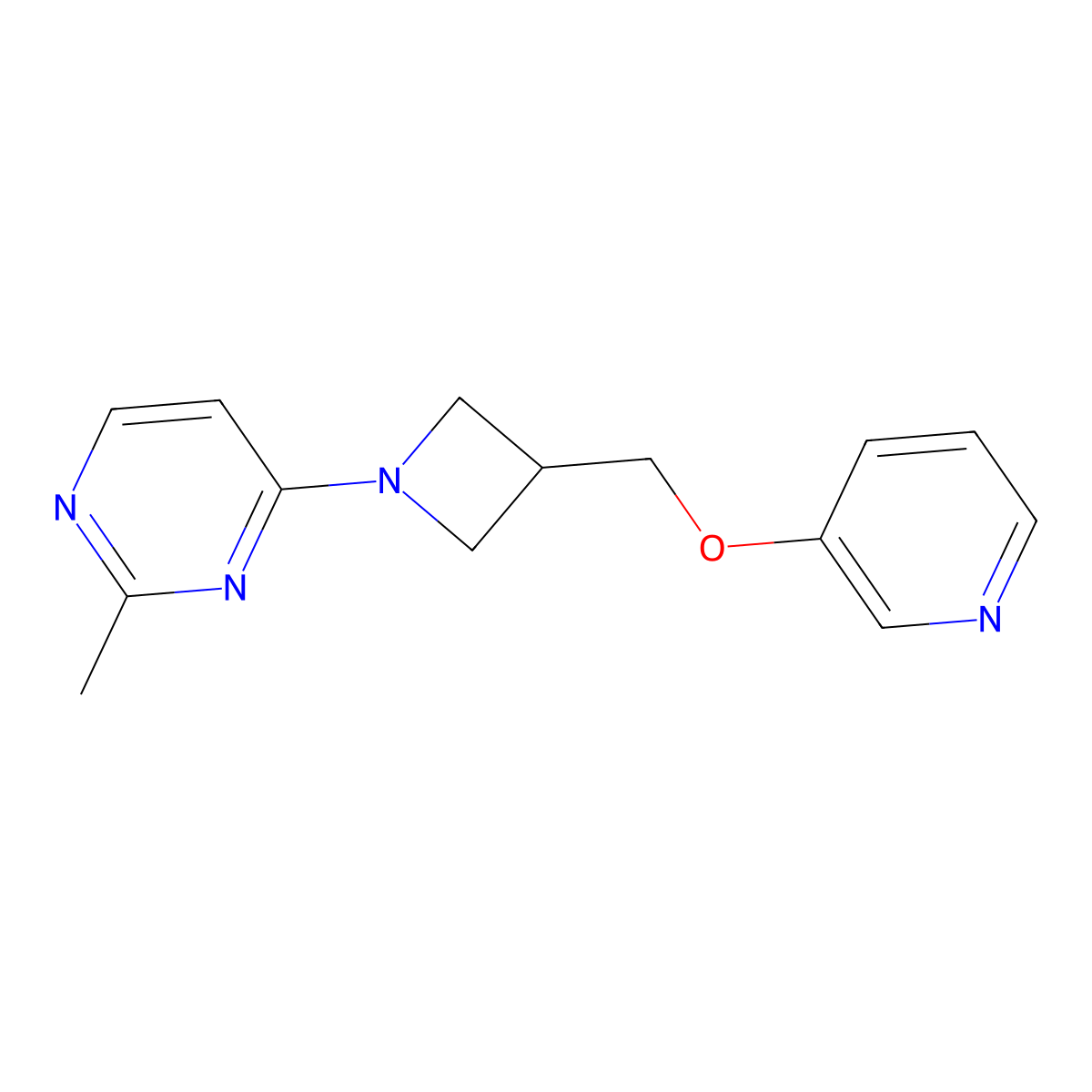 2-Methyl-4-{3-[(pyridin-3-yloxy)methyl]azetidin-1-yl}pyrimidine molecular structure, CAS 2770601-32-4