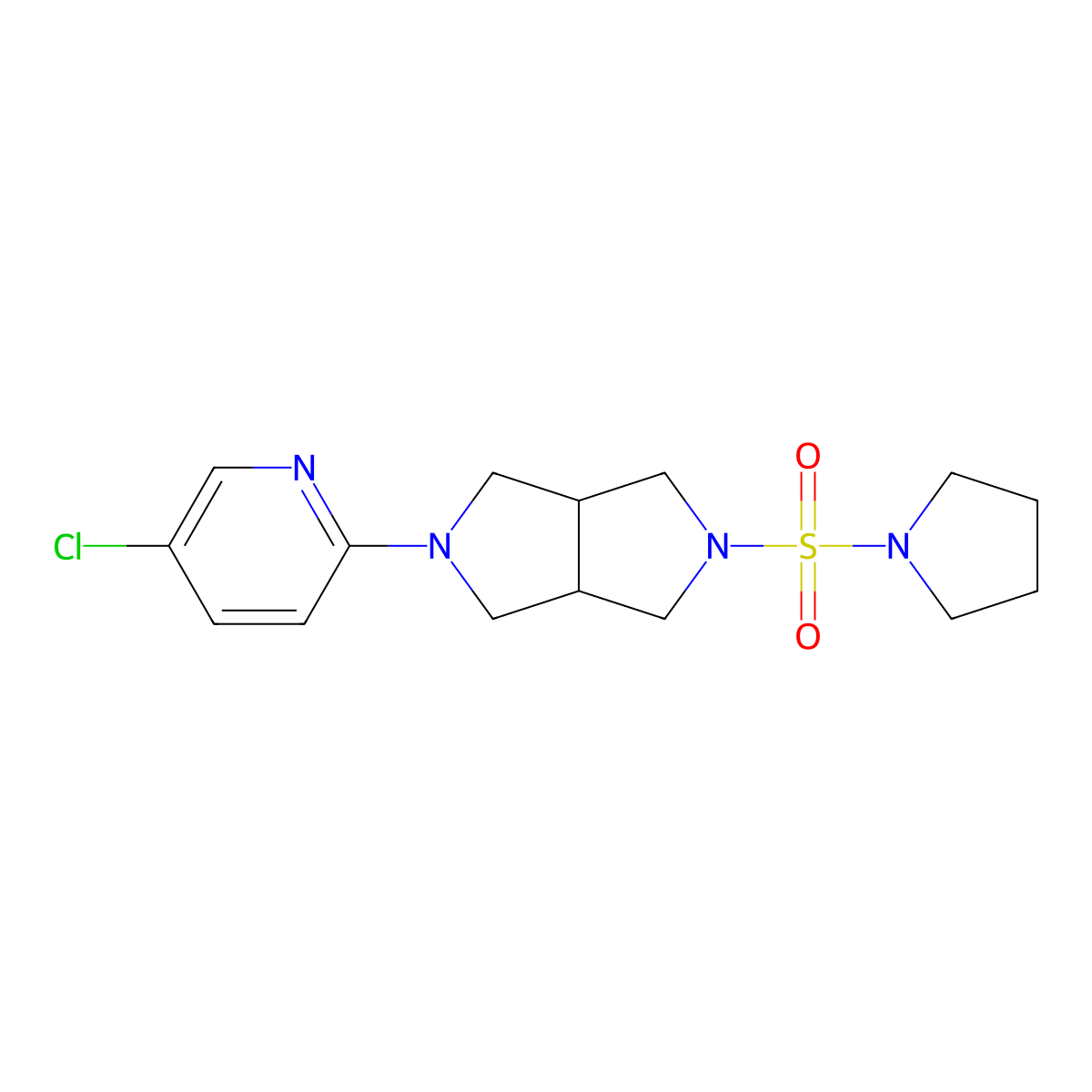 5-Chloro-2-[5-(pyrrolidine-1-sulfonyl)-octahydropyrrolo[3,4-c]pyrrol-2-yl]pyridine molecular structure, CAS 2770601-33-5