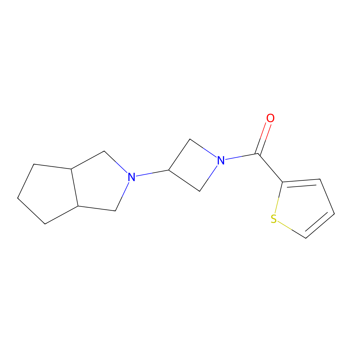 3-{Octahydrocyclopenta[c]pyrrol-2-yl}-1-(thiophene-2-carbonyl)azetidine molecular structure, CAS 2770601-39-1