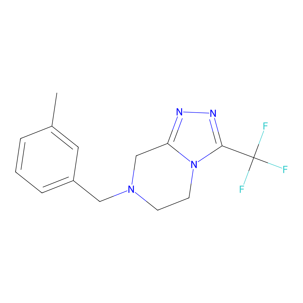7-[(3-methylphenyl)methyl]-3-(trifluoromethyl)-5H,6H,7H,8H-[1,2,4]triazolo[4,3-a]pyrazine molecular structure, CAS 2770601-40-4
