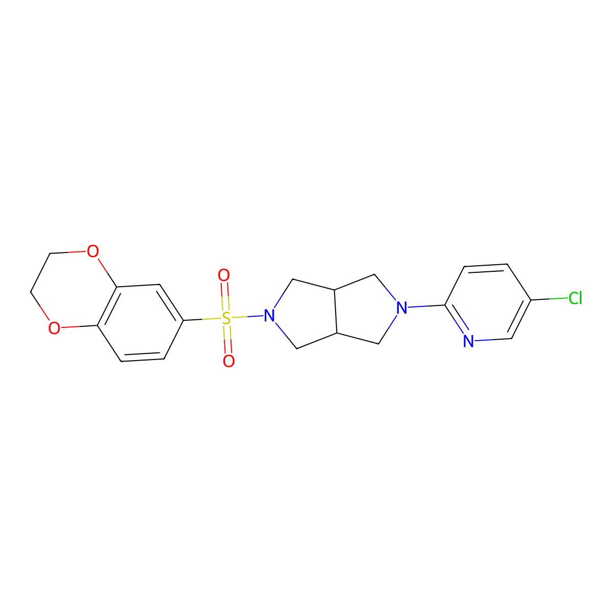 5-Chloro-2-[5-(2,3-dihydro-1,4-benzodioxine-6-sulfonyl)-octahydropyrrolo[3,4-c]pyrrol-2-yl]pyridine molecular structure, CAS 2770601-41-5