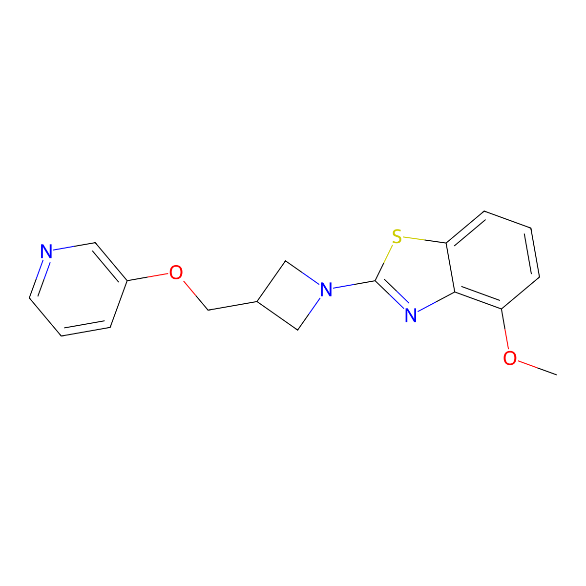 4-Methoxy-2-{3-[(pyridin-3-yloxy)methyl]azetidin-1-yl}-1,3-benzothiazole molecular structure, CAS 2770601-45-9