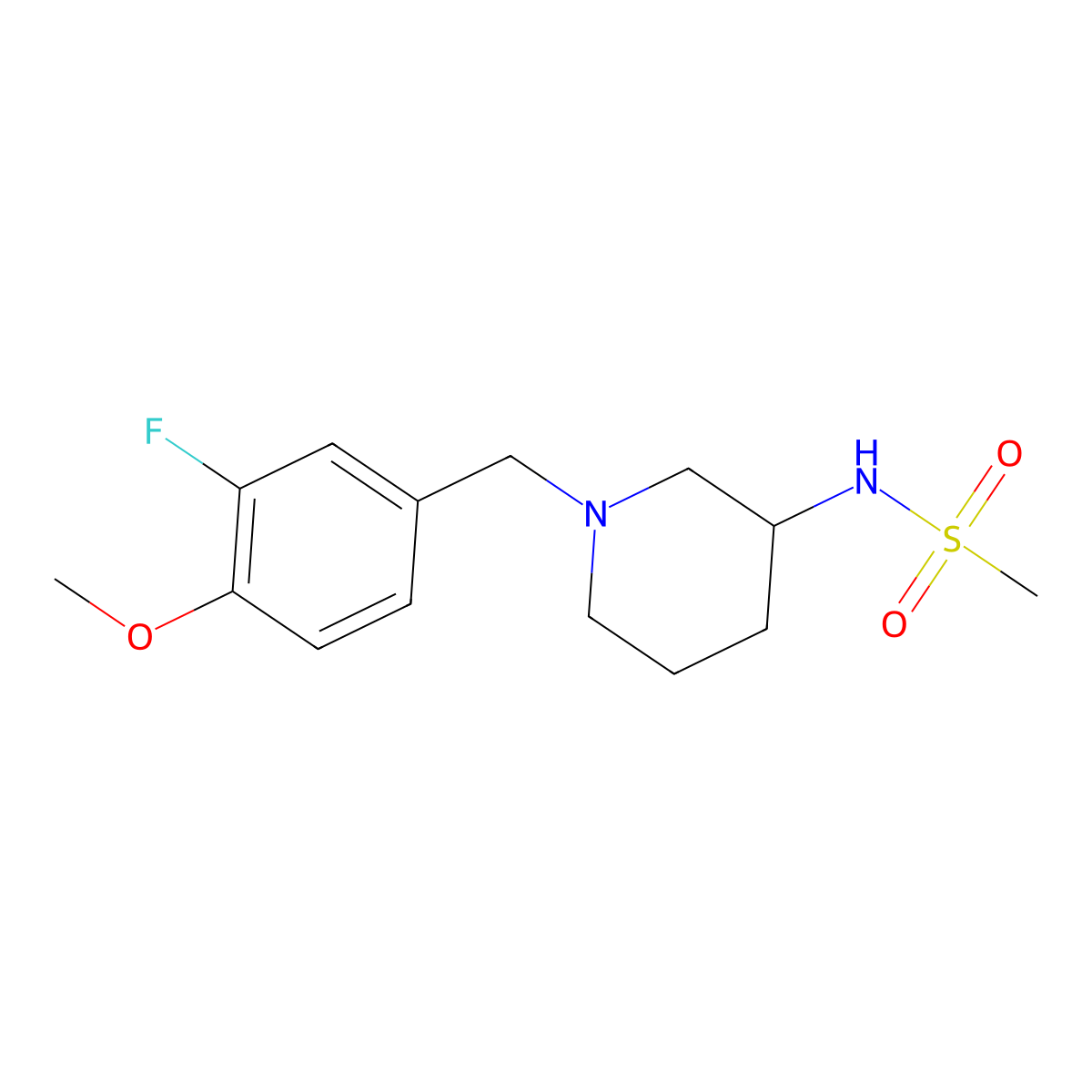 N-{1-[(3-fluoro-4-methoxyphenyl)methyl]piperidin-3-yl}methanesulfonamide molecular structure, CAS 2770601-47-1