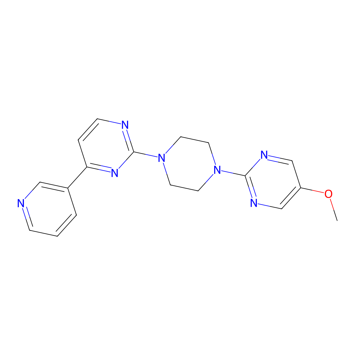 2-[4-(5-Methoxypyrimidin-2-yl)piperazin-1-yl]-4-(pyridin-3-yl)pyrimidine molecular structure, CAS 2770601-50-6