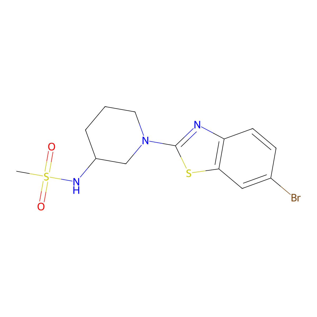 N-[1-(6-bromo-1,3-benzothiazol-2-yl)piperidin-3-yl]methanesulfonamide molecular structure, CAS 2770601-53-9