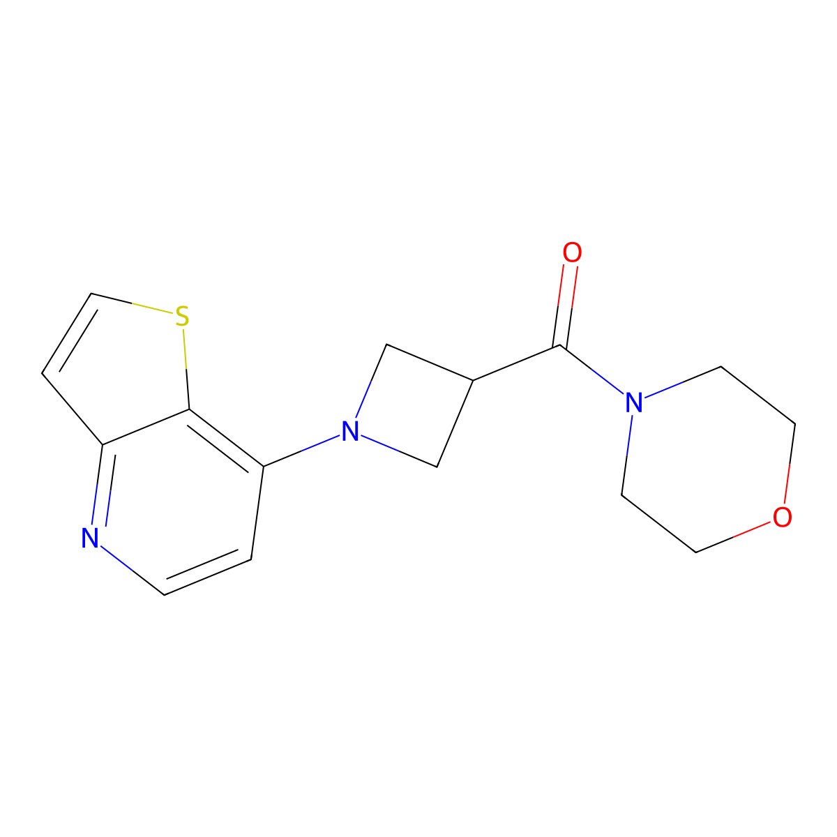 4-(1-{Thieno[3,2-b]pyridin-7-yl}azetidine-3-carbonyl)morpholine molecular structure, CAS 2770601-56-2
