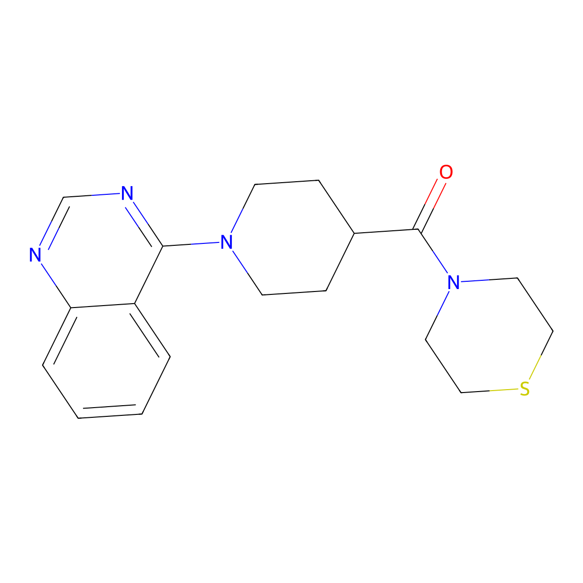 4-[4-(Thiomorpholine-4-carbonyl)piperidin-1-yl]quinazoline molecular structure, CAS 2770601-61-9