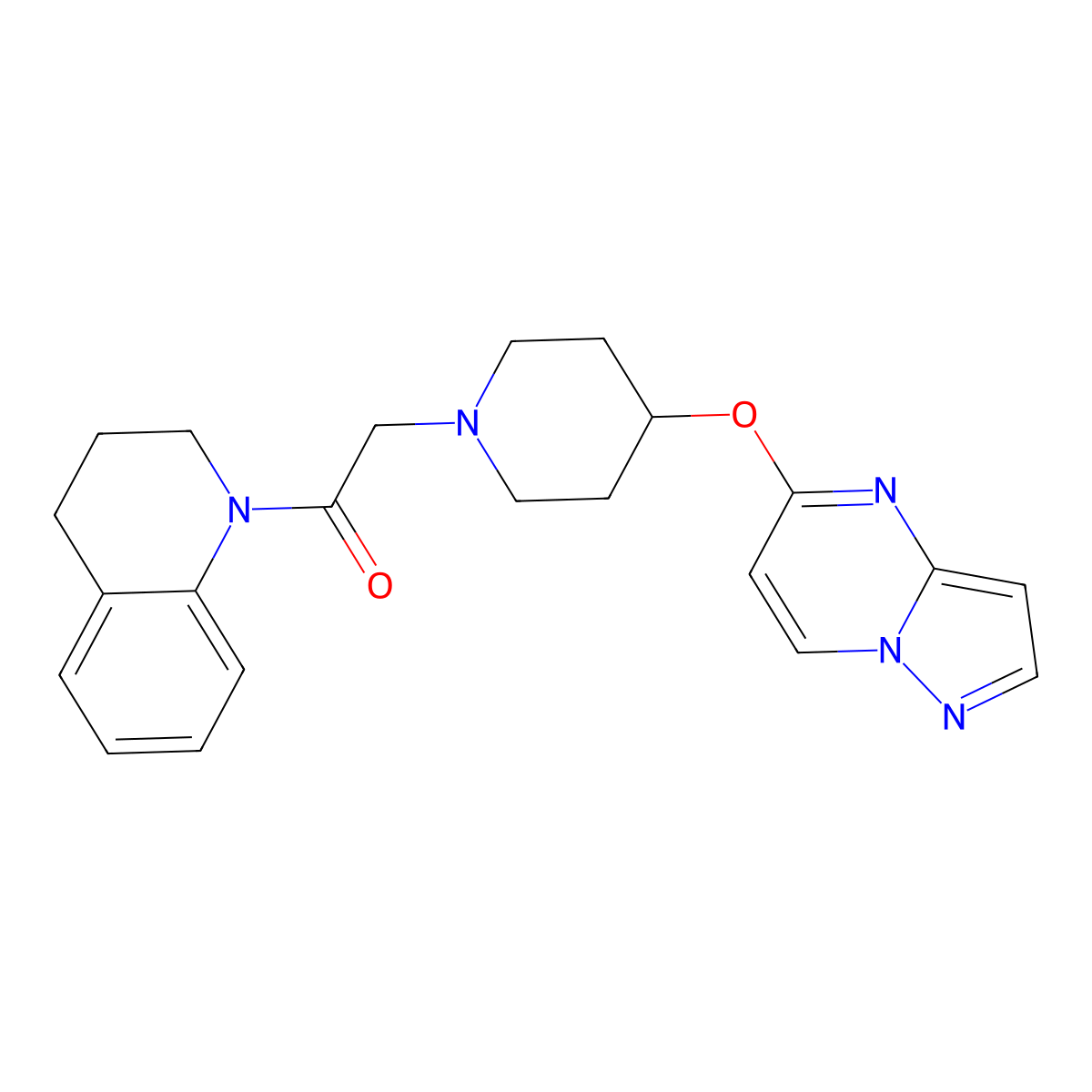 2-(4-{Pyrazolo[1,5-a]pyrimidin-5-yloxy}piperidin-1-yl)-1-(1,2,3,4-tetrahydroquinolin-1-yl)ethan-1-one molecular structure, CAS 2770601-66-4
