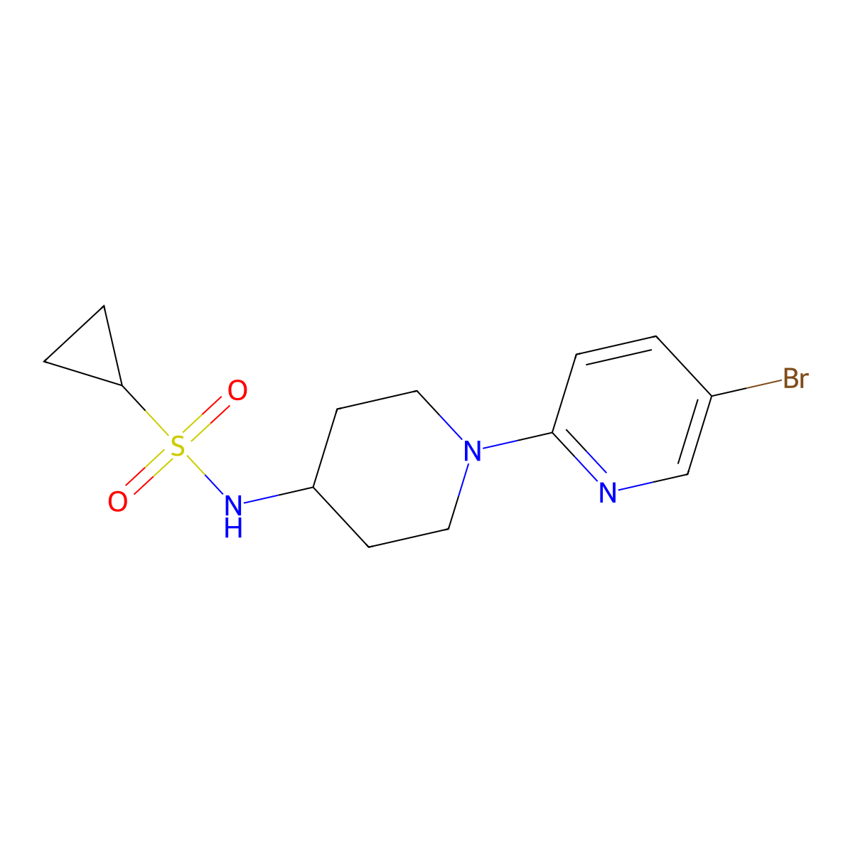 N-[1-(5-bromopyridin-2-yl)piperidin-4-yl]cyclopropanesulfonamide molecular structure, CAS 2770601-70-0