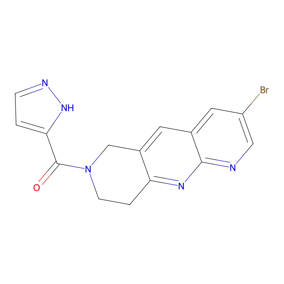 3-{3-bromo-6H,7H,8H,9H-pyrido[2,3-b]1,6-naphthyridine-7-carbonyl}-1H-pyrazole molecular structure, CAS 2770601-72-2