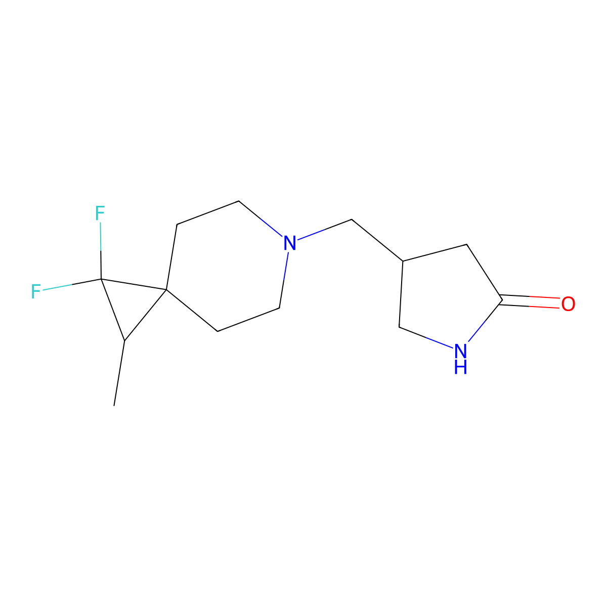 4-({1,1-Difluoro-2-methyl-6-azaspiro[2.5]octan-6-yl}methyl)pyrrolidin-2-one molecular structure, CAS 2770601-74-4