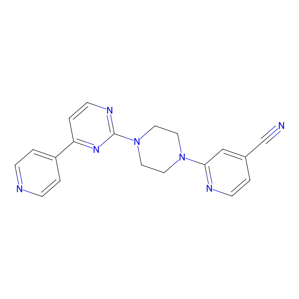 2-{4-[4-(Pyridin-4-yl)pyrimidin-2-yl]piperazin-1-yl}pyridine-4-carbonitrile molecular structure, CAS 2770601-87-9