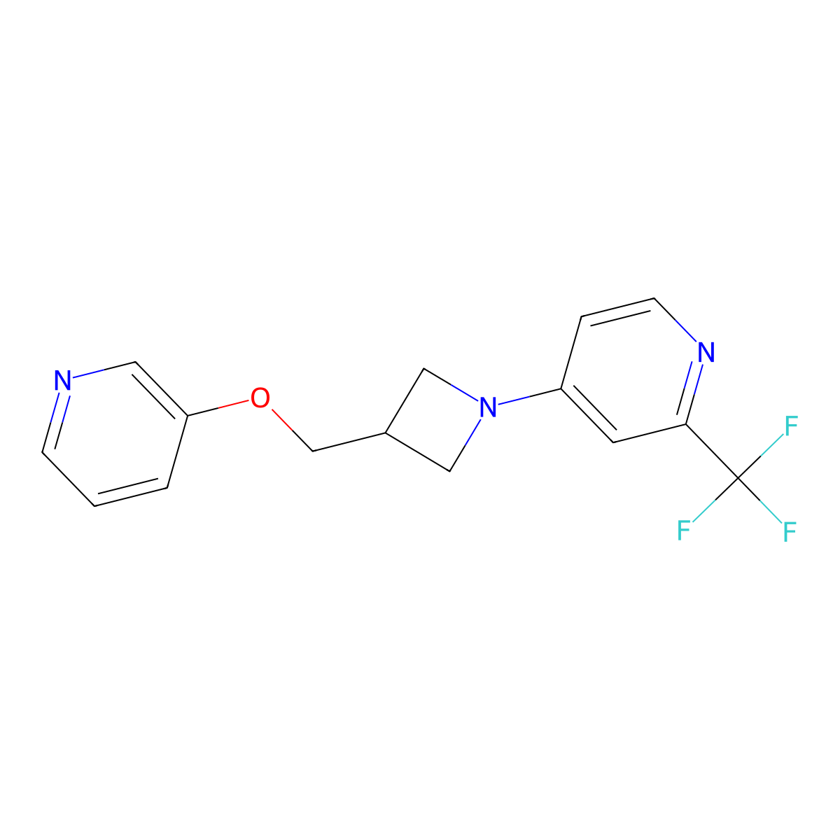 4-{3-[(Pyridin-3-yloxy)methyl]azetidin-1-yl}-2-(trifluoromethyl)pyridine molecular structure, CAS 2770601-95-9