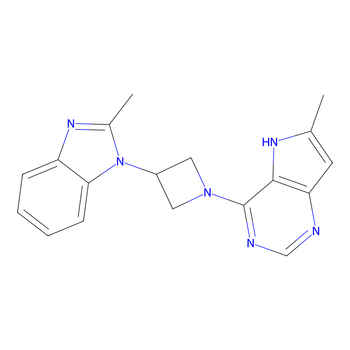 2-methyl-1-(1-{6-methyl-5H-pyrrolo[3,2-d]pyrimidin-4-yl}azetidin-3-yl)-1H-1,3-benzodiazole molecular structure, CAS 2770601-96-0