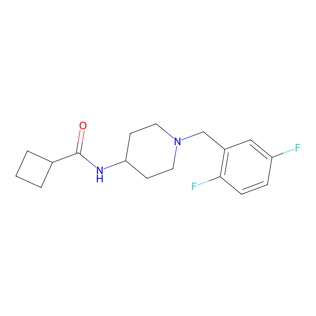 N-{1-[(2,5-difluorophenyl)methyl]piperidin-4-yl}cyclobutanecarboxamide molecular structure, CAS 2770601-98-2