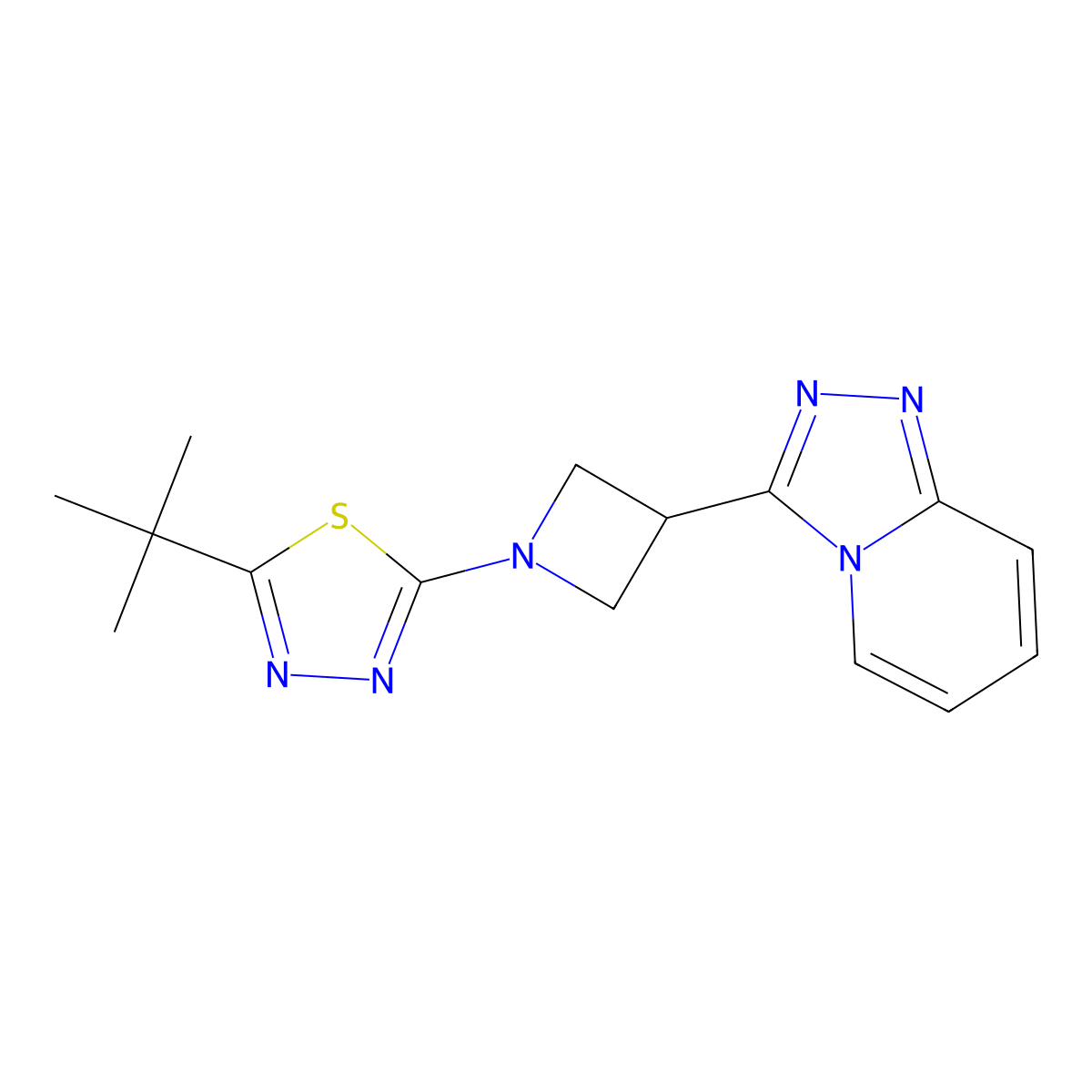 2-Tert-butyl-5-(3-{[1,2,4]triazolo[4,3-a]pyridin-3-yl}azetidin-1-yl)-1,3,4-thiadiazole molecular structure, CAS 2770602-07-6