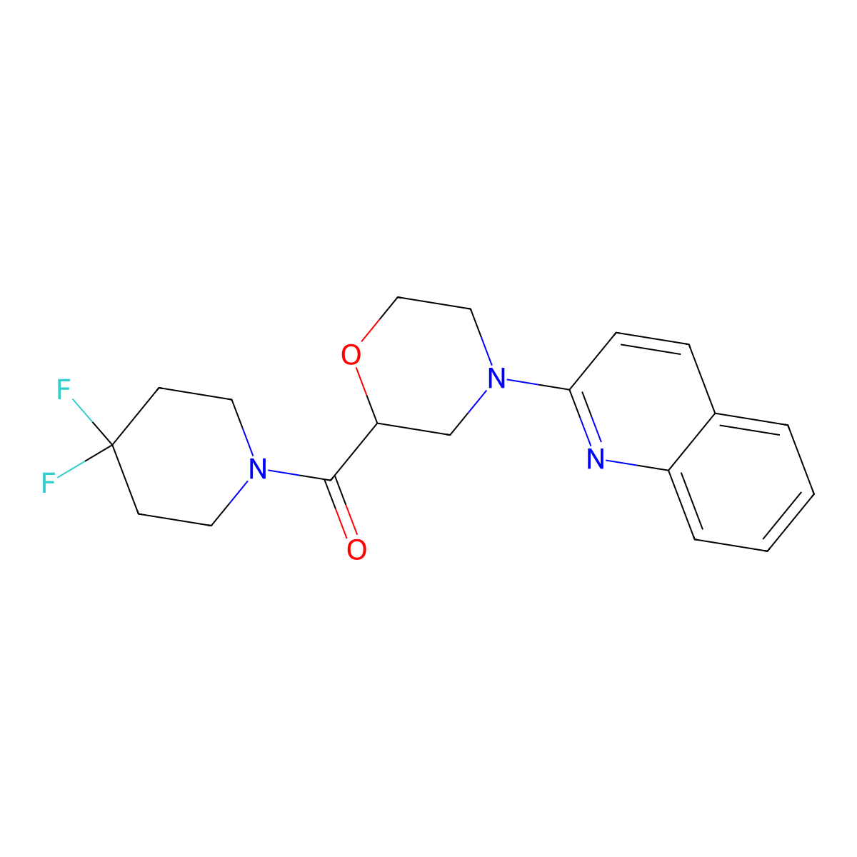 2-[2-(4,4-Difluoropiperidine-1-carbonyl)morpholin-4-yl]quinoline molecular structure, CAS 2770602-10-1