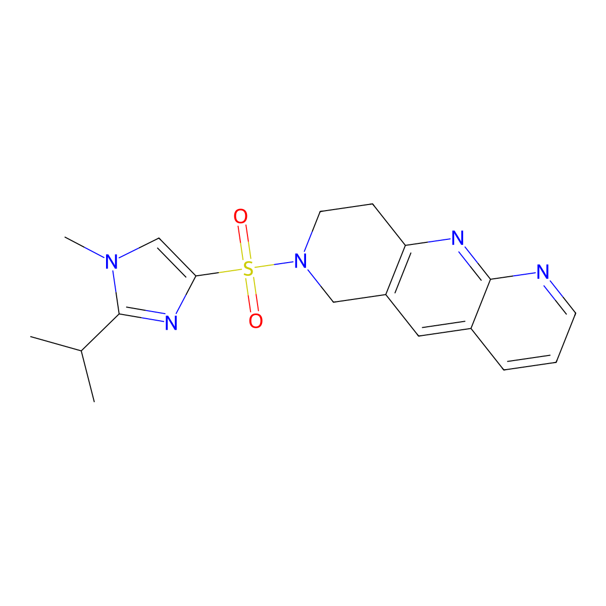 1-methyl-2-(propan-2-yl)-4-{6H,7H,8H,9H-pyrido[2,3-b]1,6-naphthyridine-7-sulfonyl}-1H-imidazole molecular structure, CAS 2770602-18-9