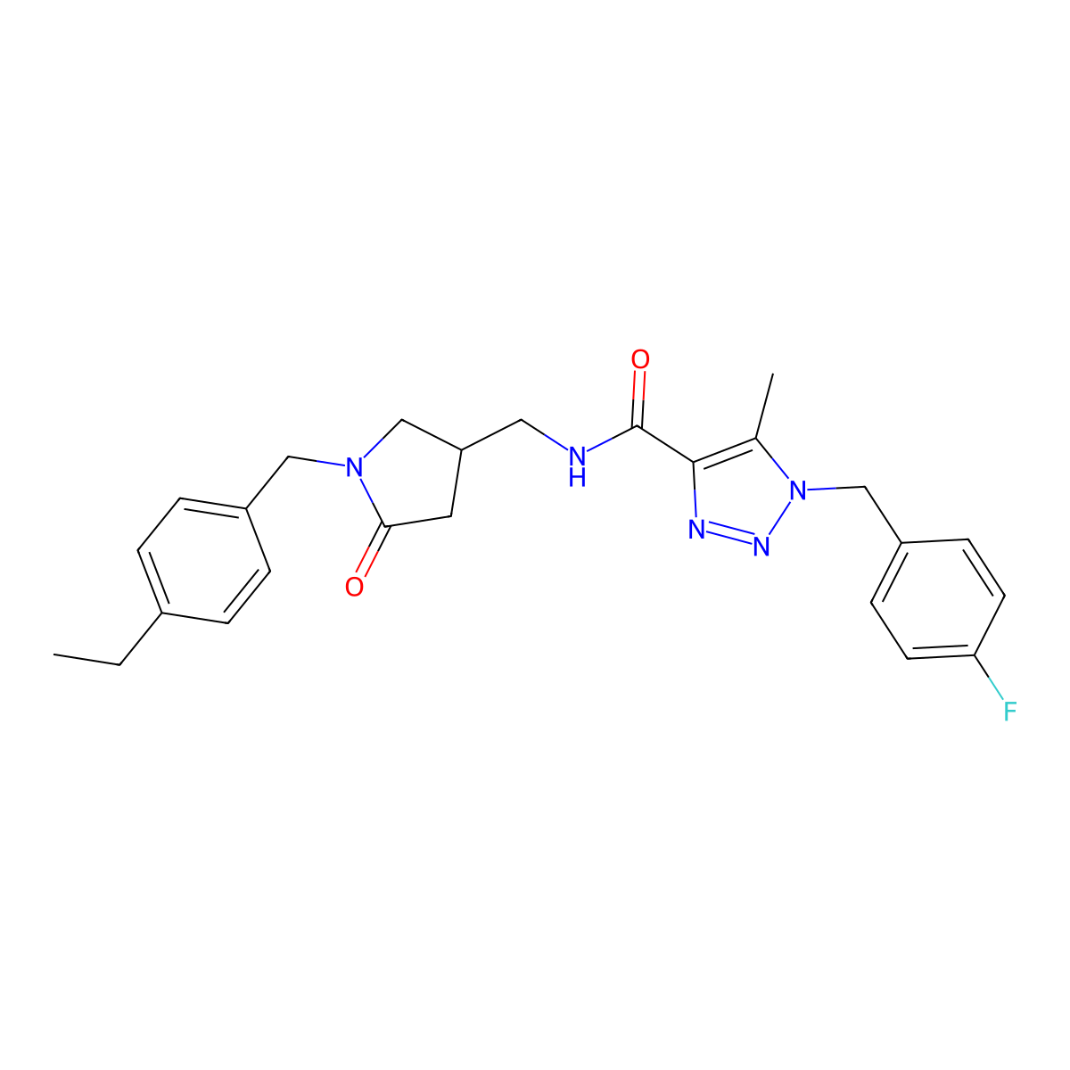 N-({1-[(4-ethylphenyl)methyl]-5-oxopyrrolidin-3-yl}methyl)-1-[(4-fluorophenyl)methyl]-5-methyl-1H-1,2,3-triazole-4-carboxamide molecular structure, CAS 2770602-22-5
