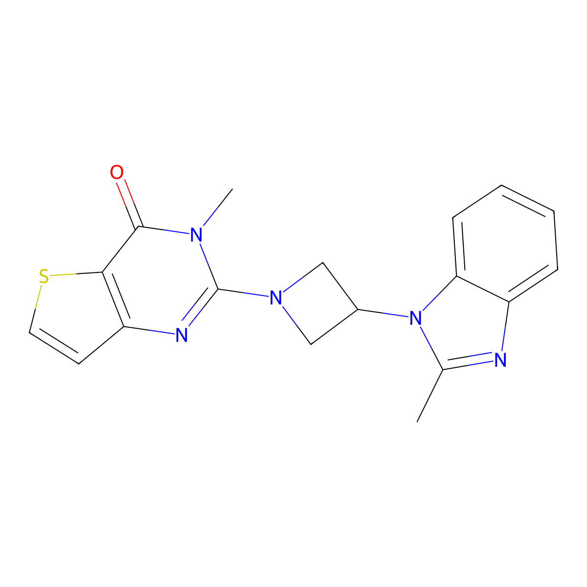 3-Methyl-2-[3-(2-methylbenzimidazol-1-yl)azetidin-1-yl]thieno[3,2-d]pyrimidin-4-one molecular structure, CAS 2770602-24-7