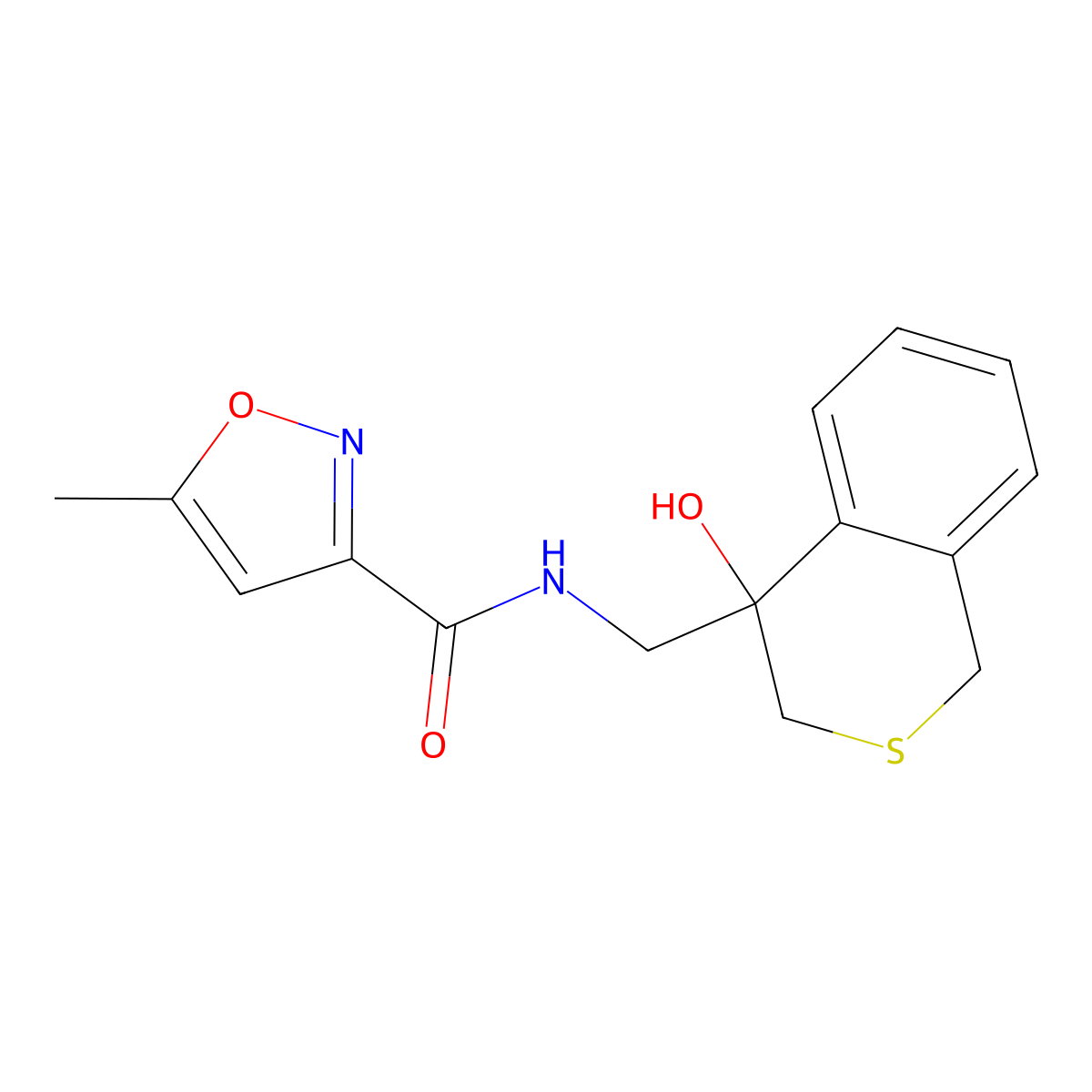 N-[(4-hydroxy-3,4-dihydro-1H-2-benzothiopyran-4-yl)methyl]-5-methyl-1,2-oxazole-3-carboxamide molecular structure, CAS 2770602-29-2