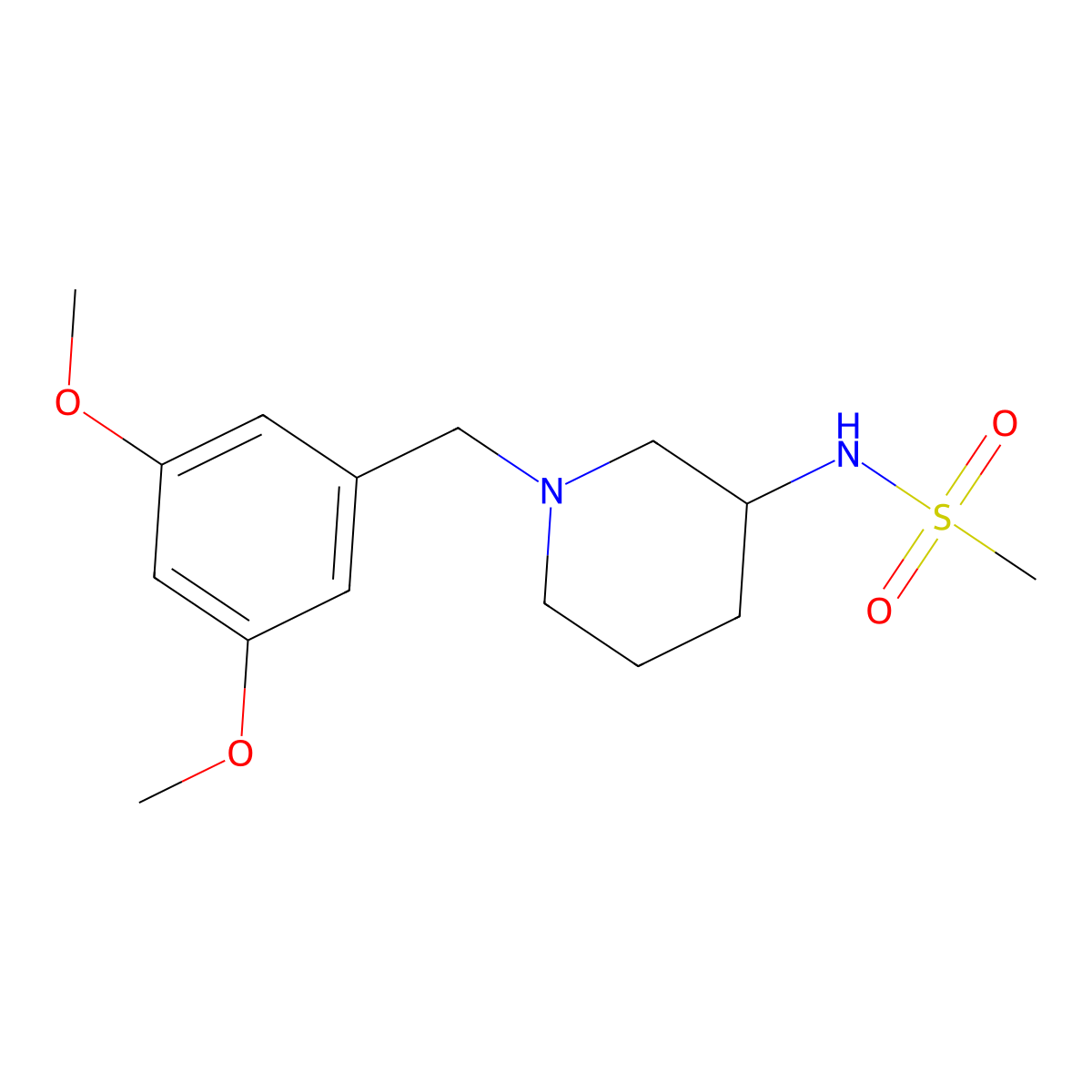 N-{1-[(3,5-dimethoxyphenyl)methyl]piperidin-3-yl}methanesulfonamide molecular structure, CAS 2770602-30-5