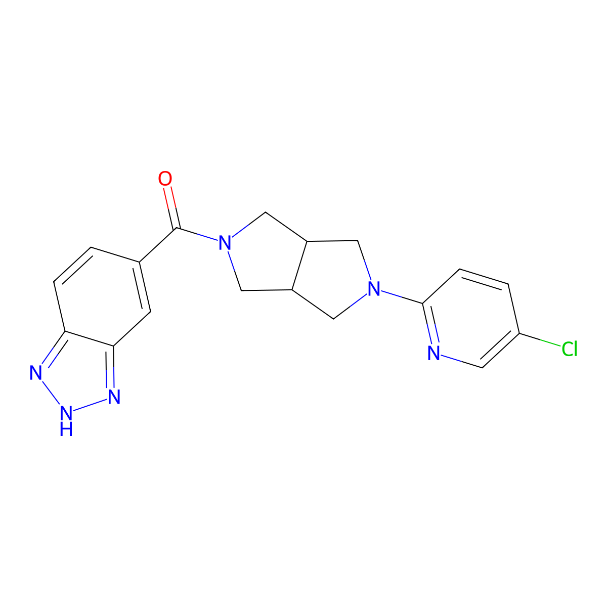 5-[5-(5-chloropyridin-2-yl)-octahydropyrrolo[3,4-c]pyrrole-2-carbonyl]-1H-1,2,3-benzotriazole molecular structure, CAS 2770602-40-7