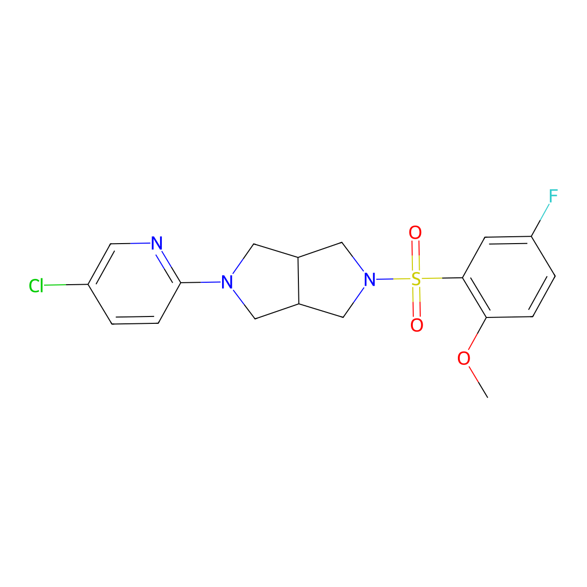 5-Chloro-2-[5-(5-fluoro-2-methoxybenzenesulfonyl)-octahydropyrrolo[3,4-c]pyrrol-2-yl]pyridine molecular structure, CAS 2770602-41-8
