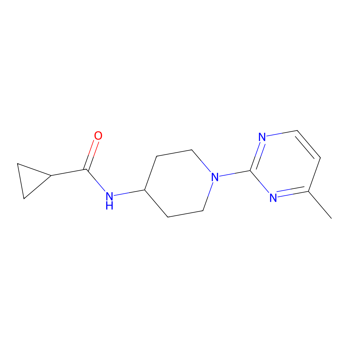 N-[1-(4-methylpyrimidin-2-yl)piperidin-4-yl]cyclopropanecarboxamide molecular structure, CAS 2770602-48-5