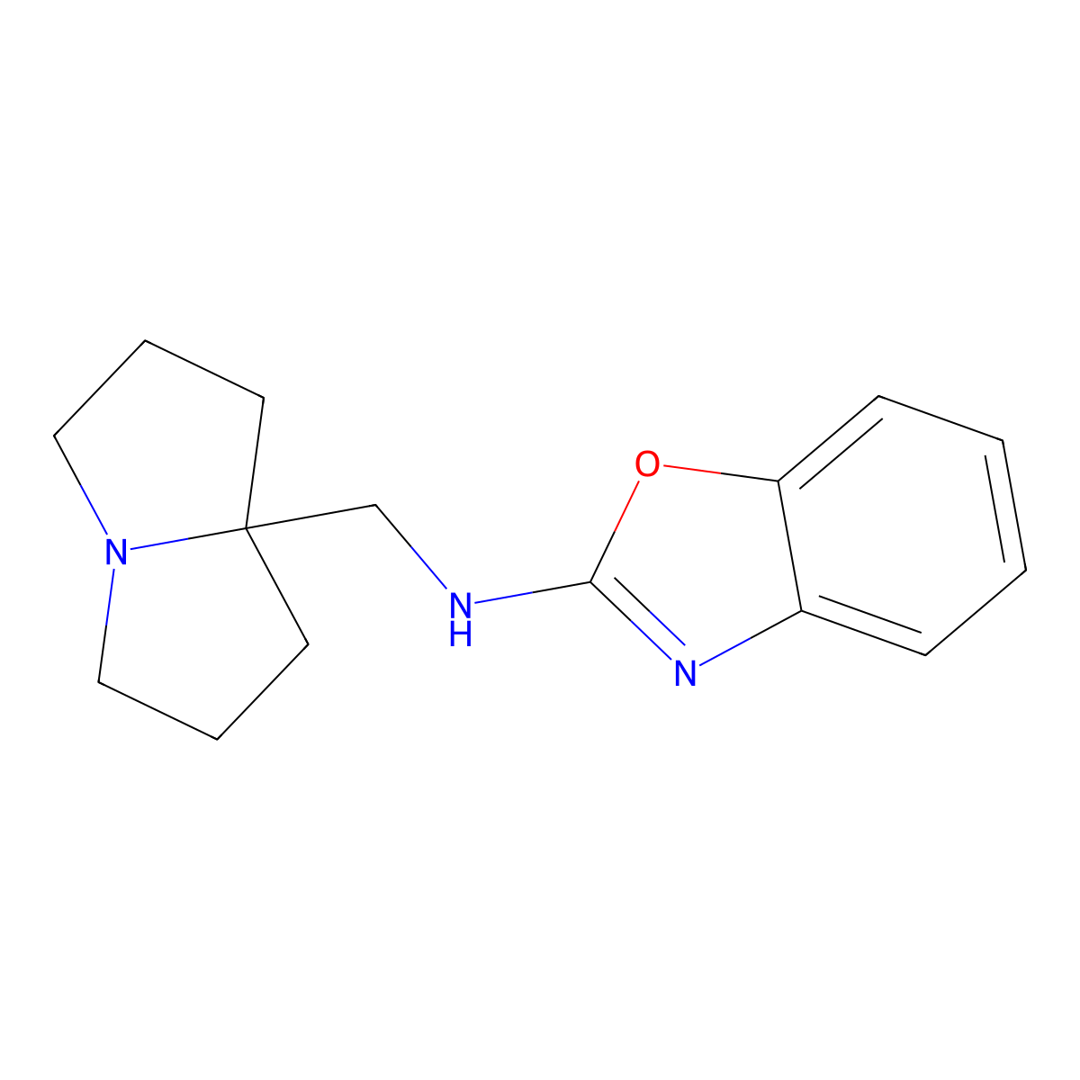 N-[(hexahydro-1H-pyrrolizin-7a-yl)methyl]-1,3-benzoxazol-2-amine molecular structure, CAS 2770602-52-1