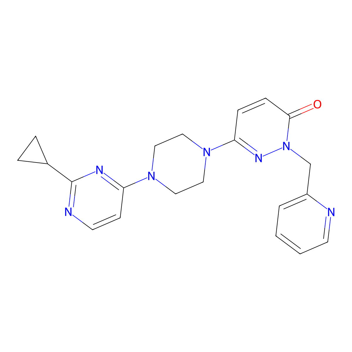 6-[4-(2-Cyclopropylpyrimidin-4-yl)piperazin-1-yl]-2-[(pyridin-2-yl)methyl]-2,3-dihydropyridazin-3-one molecular structure, CAS 2770602-53-2