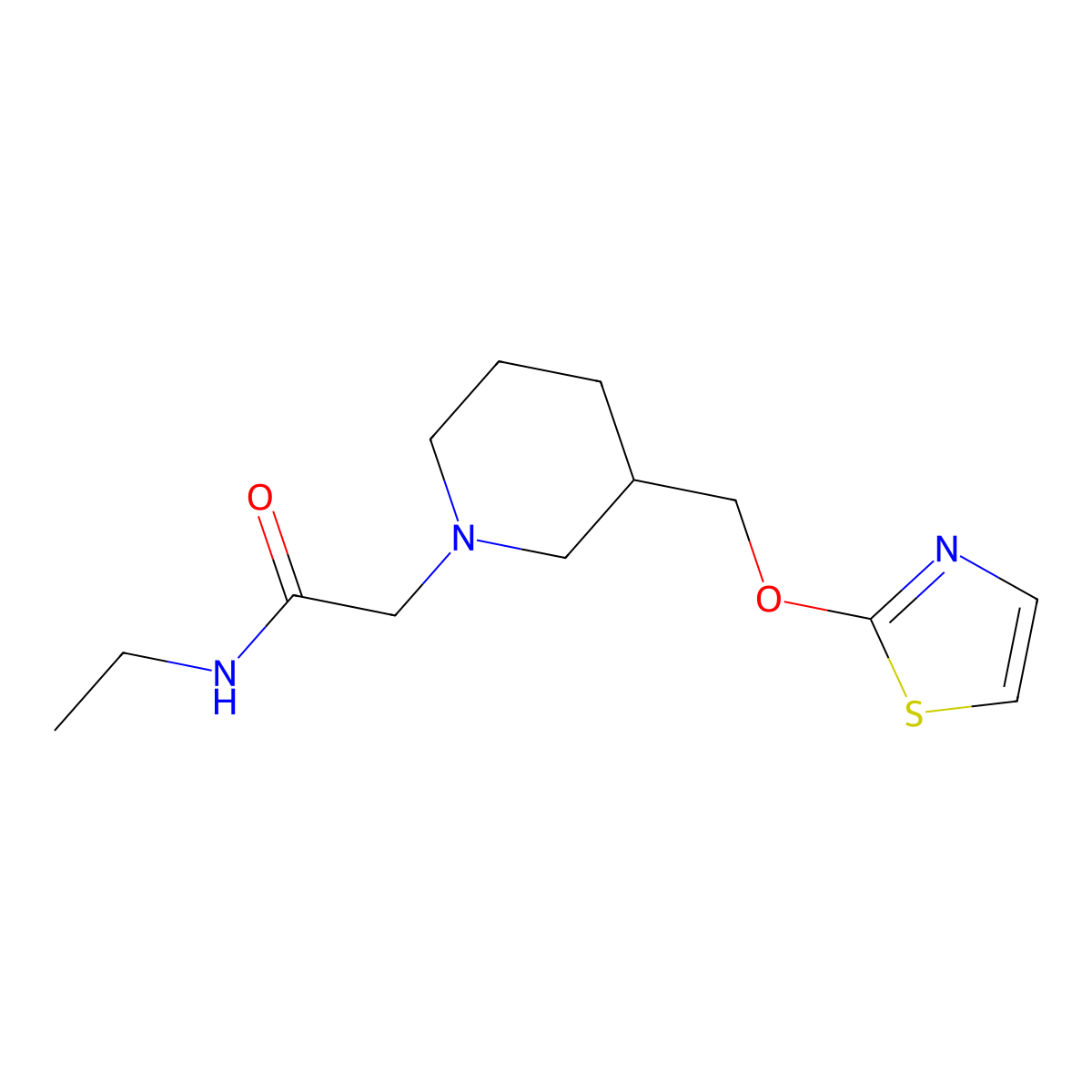 N-ethyl-2-{3-[(1,3-thiazol-2-yloxy)methyl]piperidin-1-yl}acetamide molecular structure, CAS 2770602-57-6