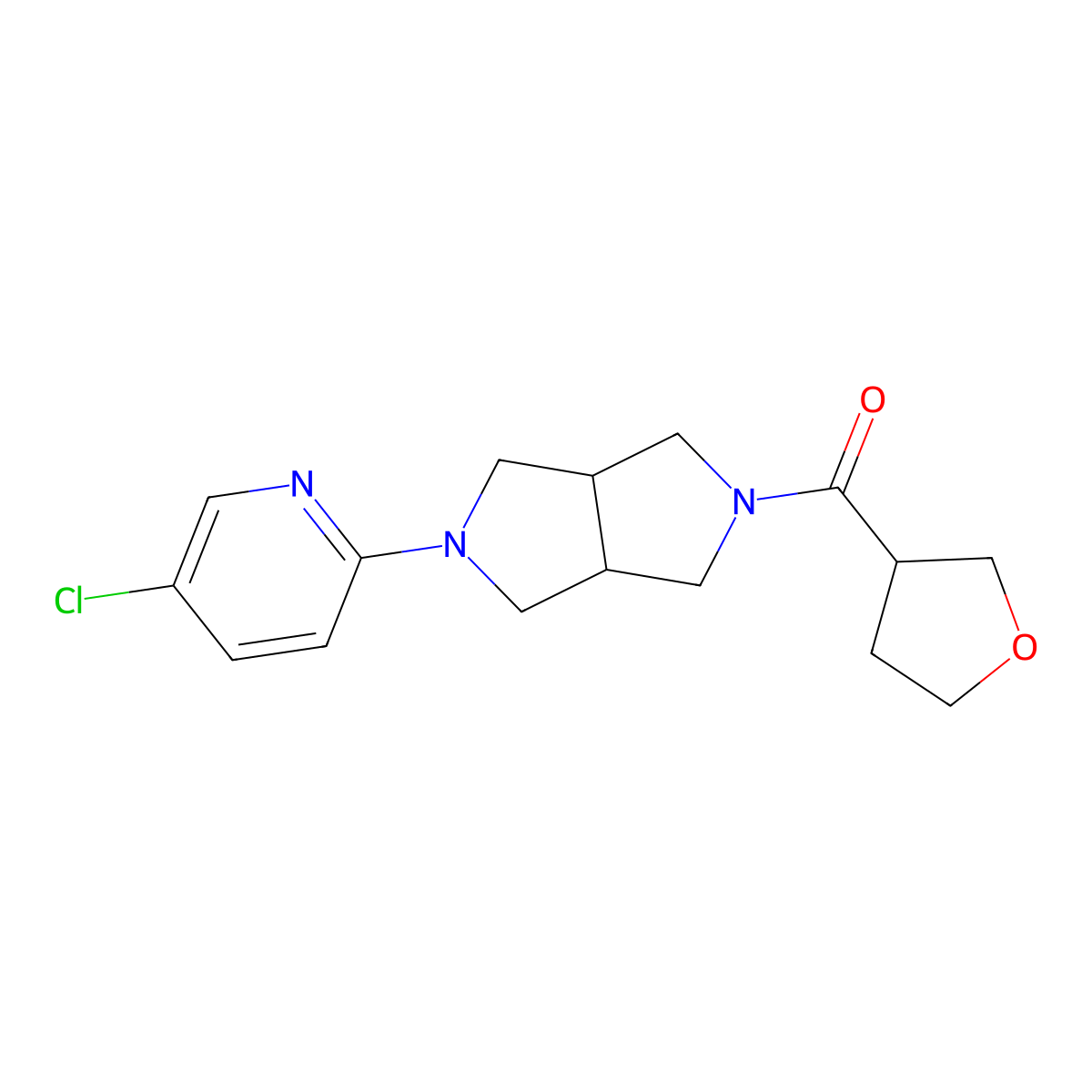 5-Chloro-2-[5-(oxolane-3-carbonyl)-octahydropyrrolo[3,4-c]pyrrol-2-yl]pyridine molecular structure, CAS 2770602-61-2