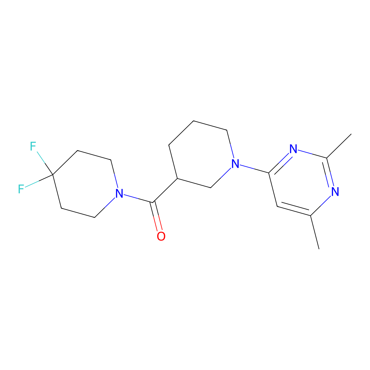4-[3-(4,4-Difluoropiperidine-1-carbonyl)piperidin-1-yl]-2,6-dimethylpyrimidine molecular structure, CAS 2770602-68-9