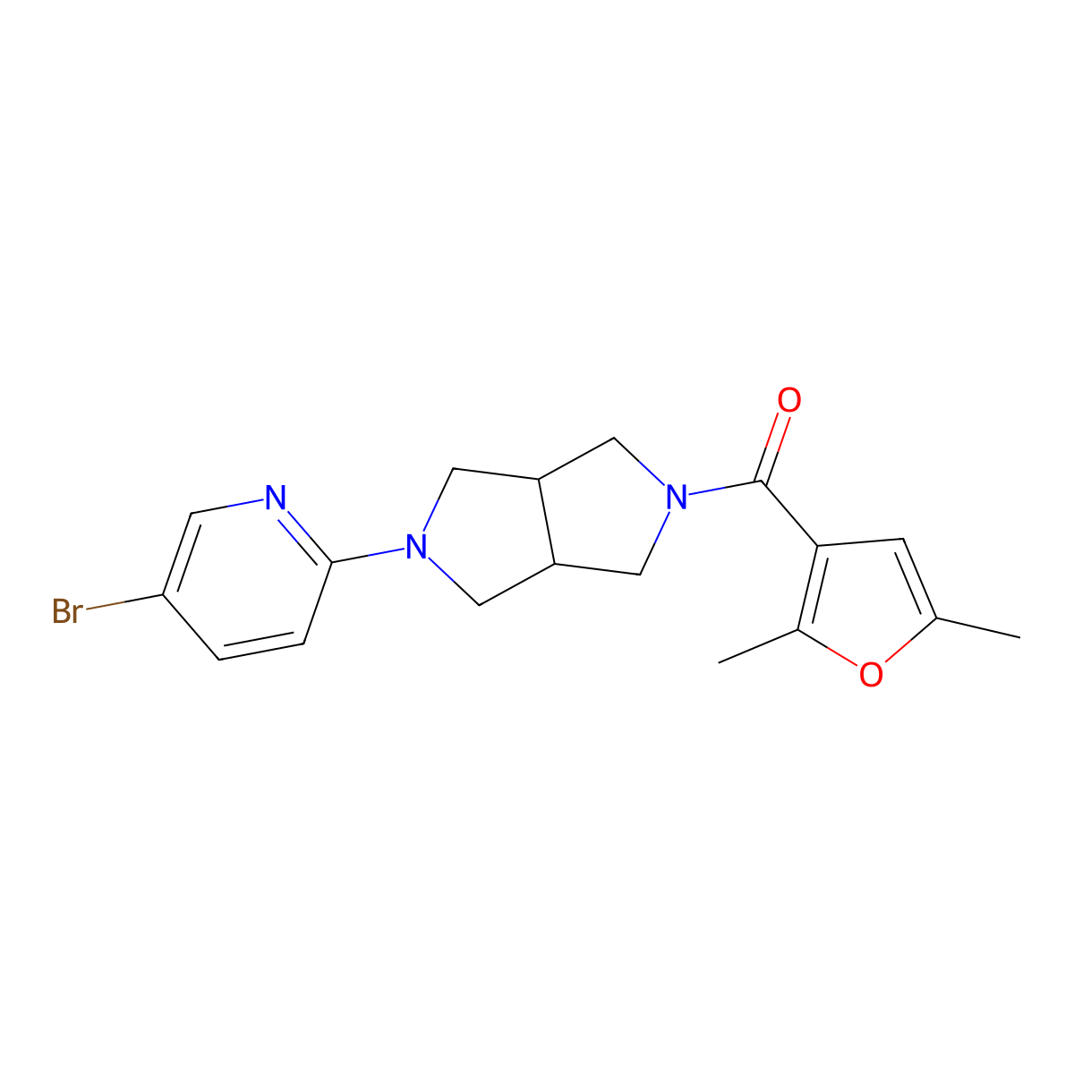 5-Bromo-2-[5-(2,5-dimethylfuran-3-carbonyl)-octahydropyrrolo[3,4-c]pyrrol-2-yl]pyridine molecular structure, CAS 2770602-71-4