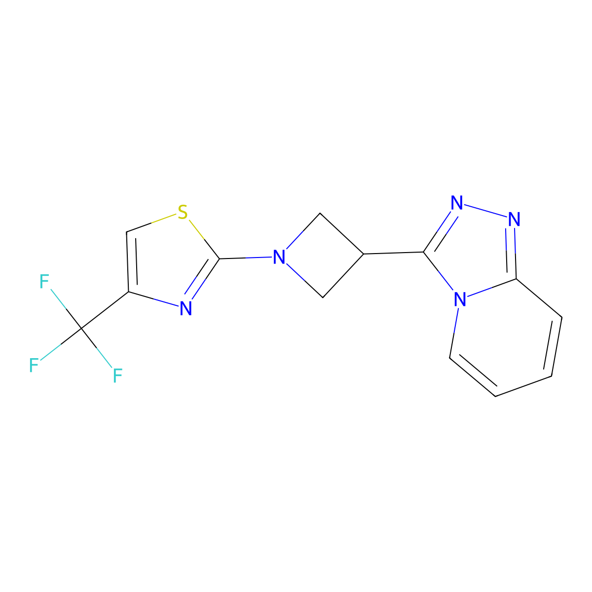 2-(3-{[1,2,4]Triazolo[4,3-a]pyridin-3-yl}azetidin-1-yl)-4-(trifluoromethyl)-1,3-thiazole molecular structure, CAS 2770602-79-2