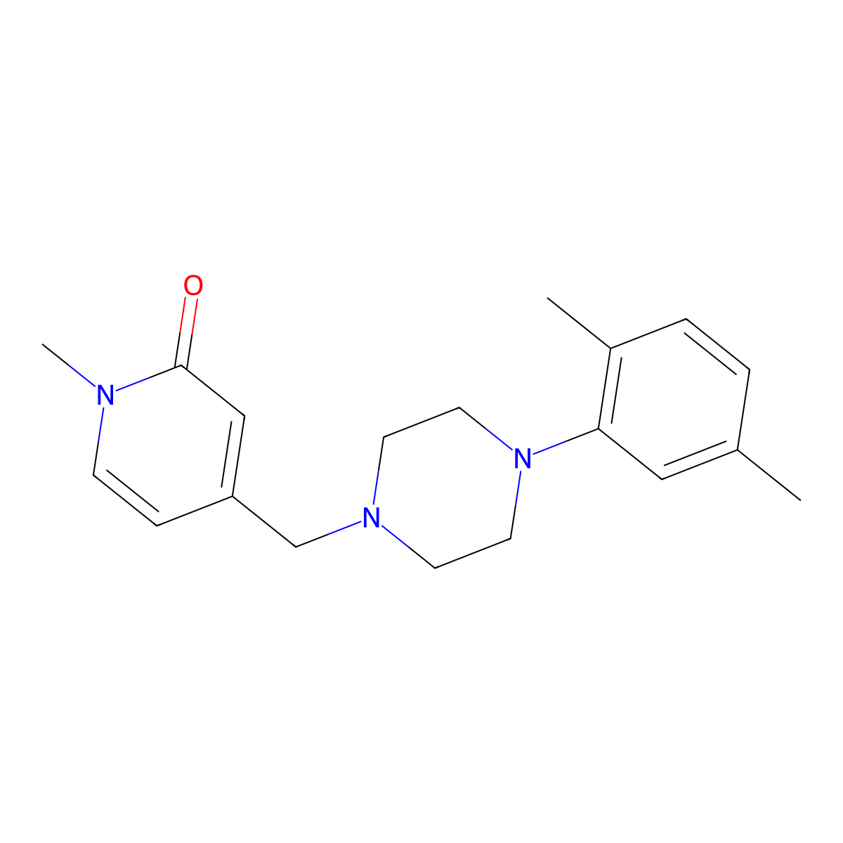 4-{[4-(2,5-Dimethylphenyl)piperazin-1-yl]methyl}-1-methyl-1,2-dihydropyridin-2-one molecular structure, CAS 2770602-89-4