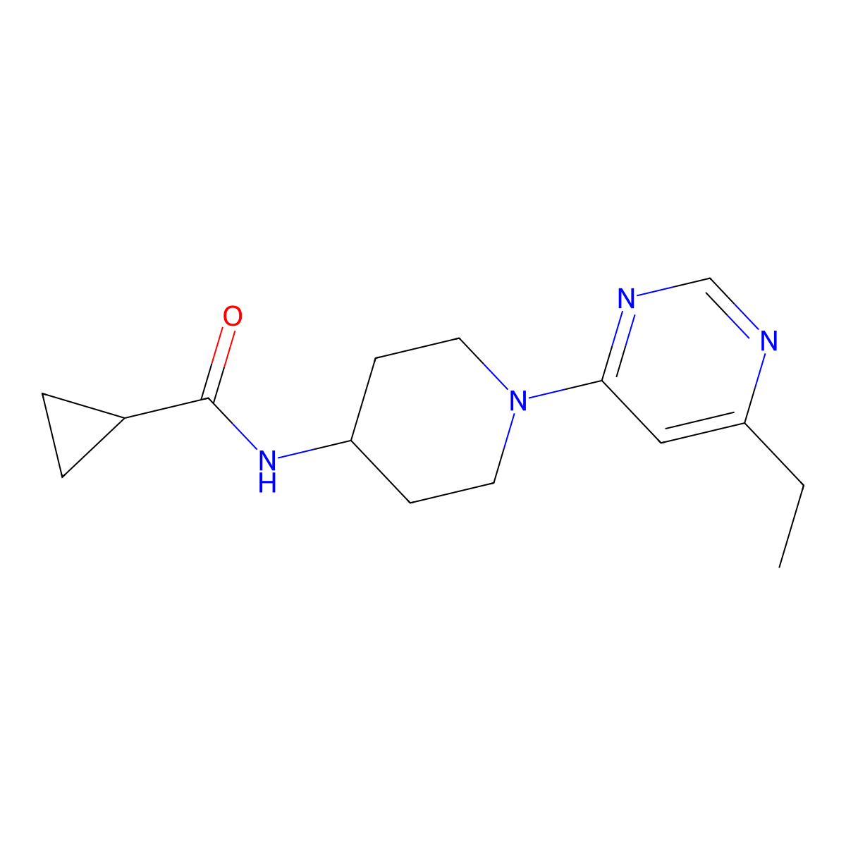 N-[1-(6-ethylpyrimidin-4-yl)piperidin-4-yl]cyclopropanecarboxamide molecular structure, CAS 2770602-90-7