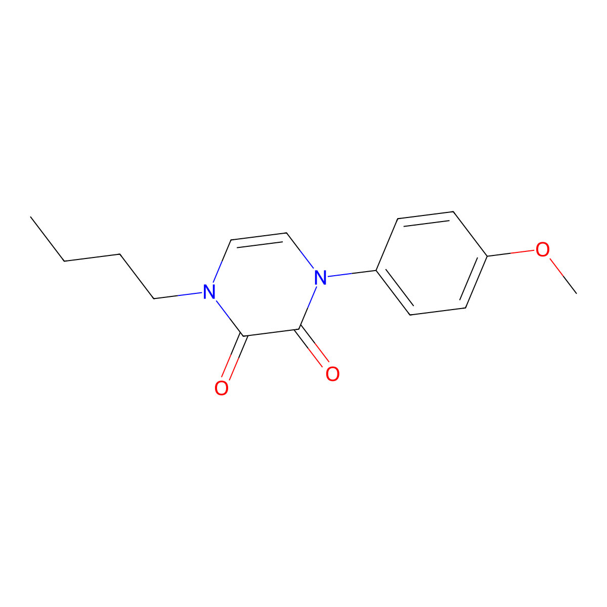 1-Butyl-4-(4-methoxyphenyl)-1,2,3,4-tetrahydropyrazine-2,3-dione molecular structure, CAS 2770603-00-2