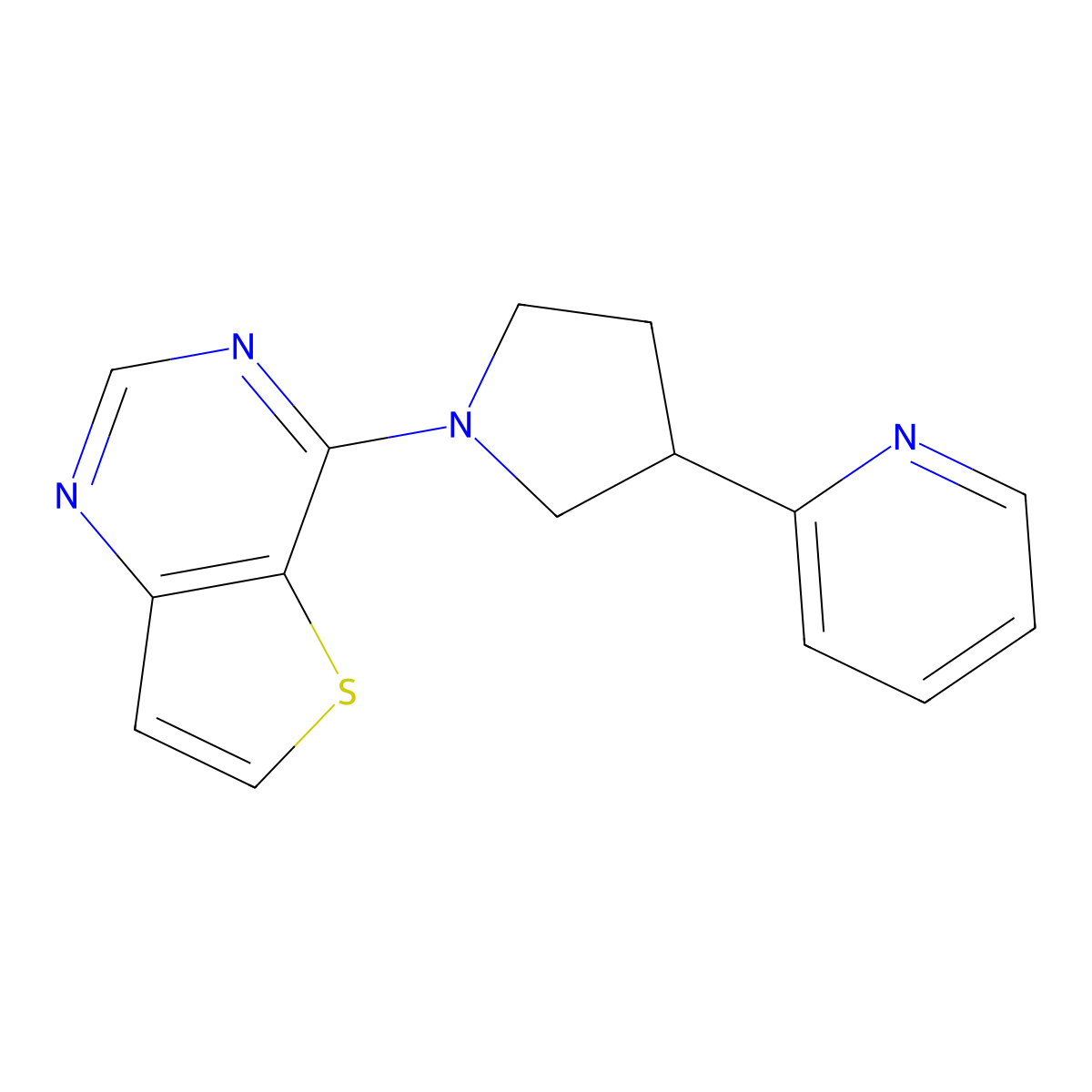 2-(1-{Thieno[3,2-d]pyrimidin-4-yl}pyrrolidin-3-yl)pyridine molecular structure, CAS 2770603-01-3