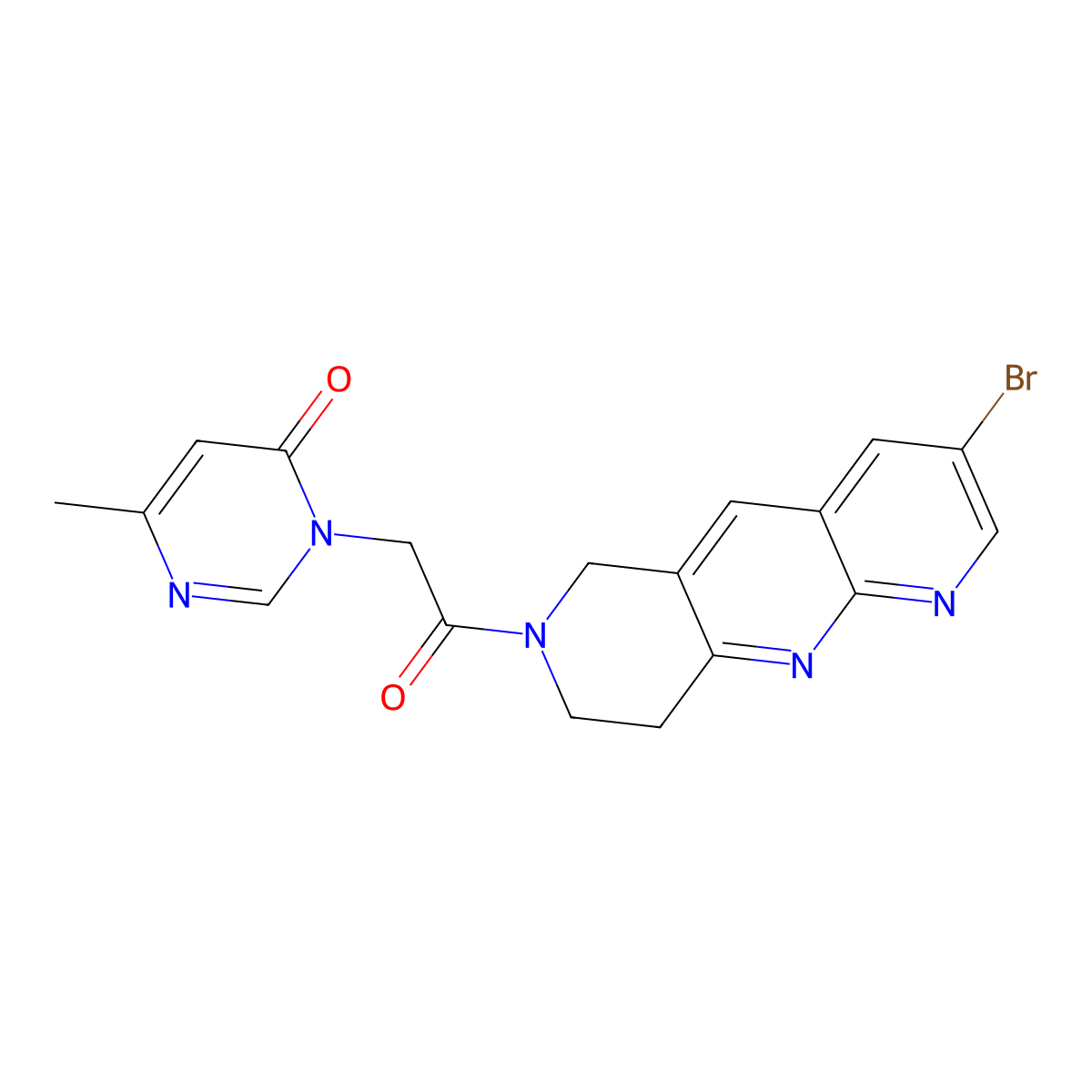 3-(2-{3-bromo-6H,7H,8H,9H-pyrido[2,3-b]1,6-naphthyridin-7-yl}-2-oxoethyl)-6-methyl-3,4-dihydropyrimidin-4-one molecular structure, CAS 2770603-02-4