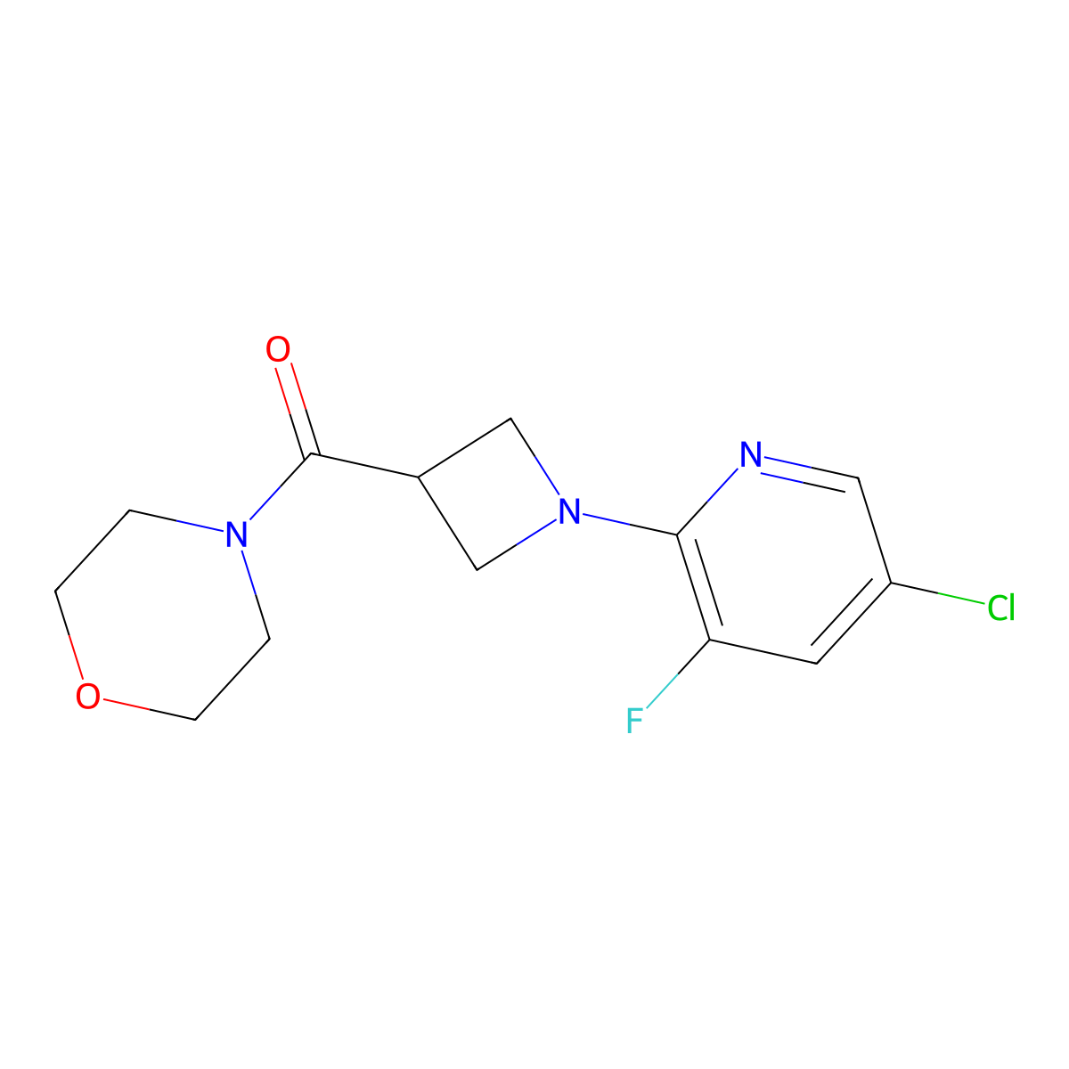 4-[1-(5-Chloro-3-fluoropyridin-2-yl)azetidine-3-carbonyl]morpholine molecular structure, CAS 2770603-10-4