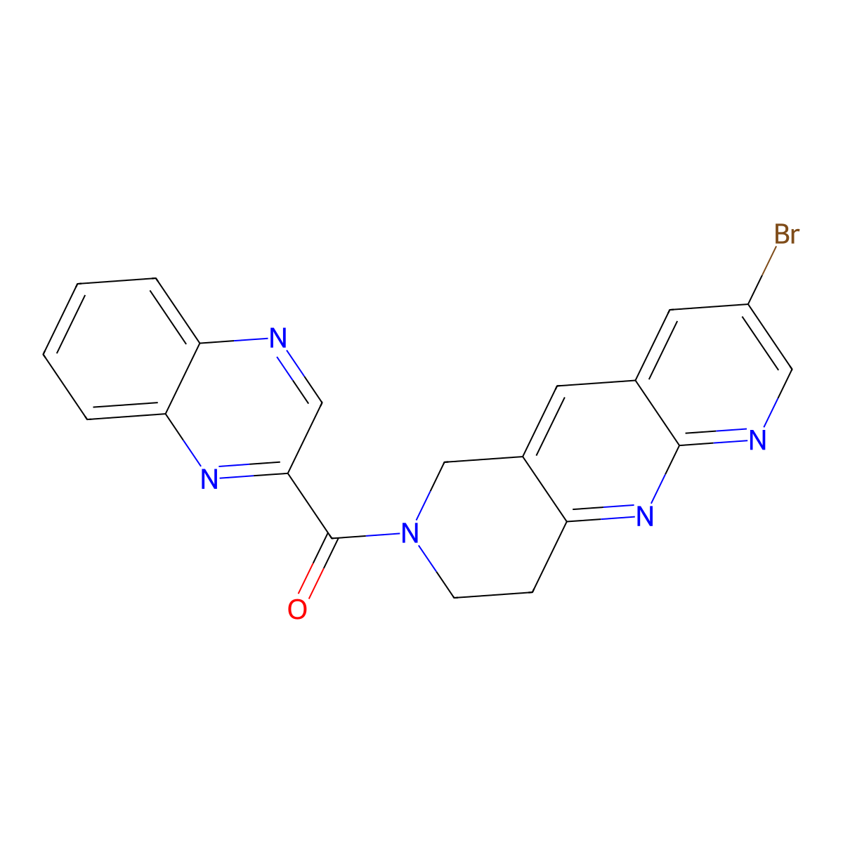 2-{3-bromo-6H,7H,8H,9H-pyrido[2,3-b]1,6-naphthyridine-7-carbonyl}quinoxaline molecular structure, CAS 2770603-11-5